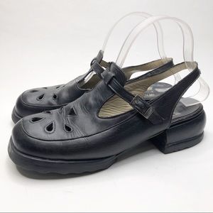 John Fluevog Black Slip On Chunky Clogs